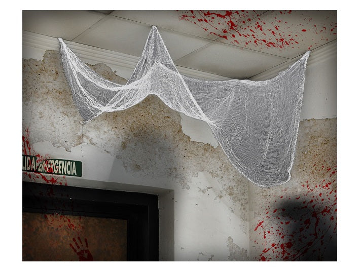 rideau voile halloween blanc 183x76cm