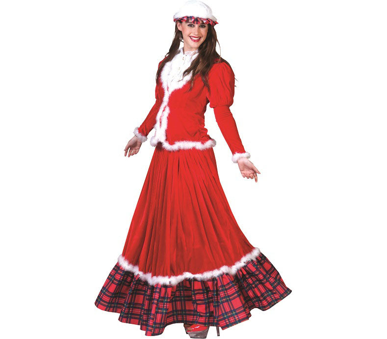 déguisement robe de mère noël 3pcs velours luxe taille s-m long