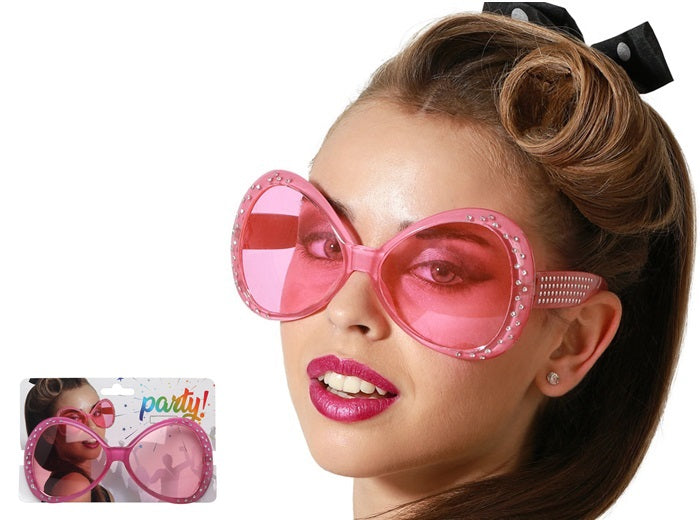 lunettes fantaisie diva disco rose avec effet strass adulte