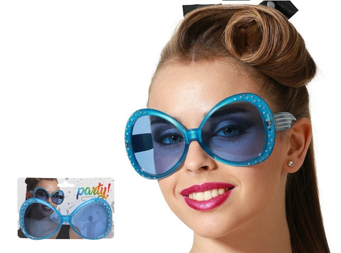 lunettes fantaisie diva disco bleu avec effet strass adulte