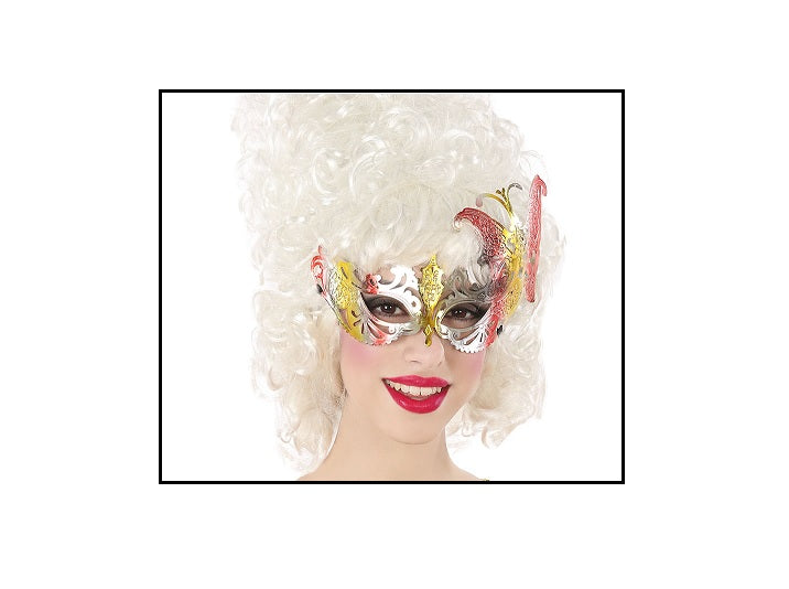 masque loup motif papillon rouge 22cm