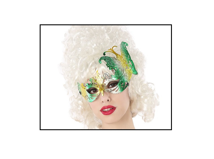 masque loup motif papillon vert 22cm