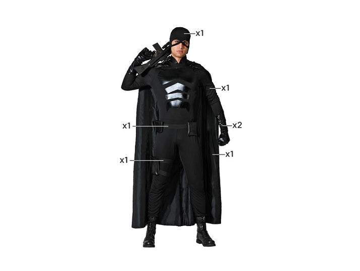 déguisement de super héros noir 7pcs homme taille xl