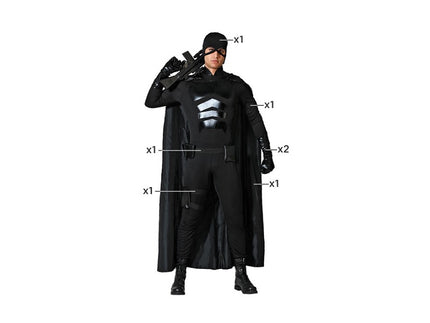 déguisement de super héros noir 7pcs homme taille xl