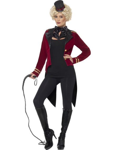 Déguisement dompteur de cirque rouge femme