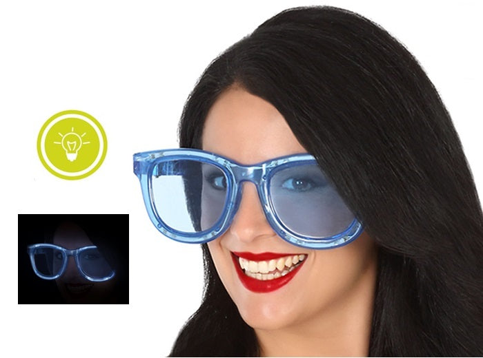 lunettes géantes led''s lumineuses vintage bleu xxl