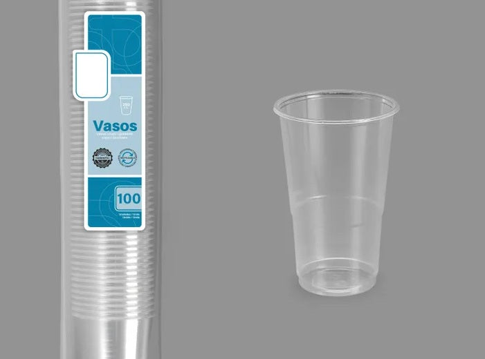 lot de 100 gobelets réutilisables transparents 25cl