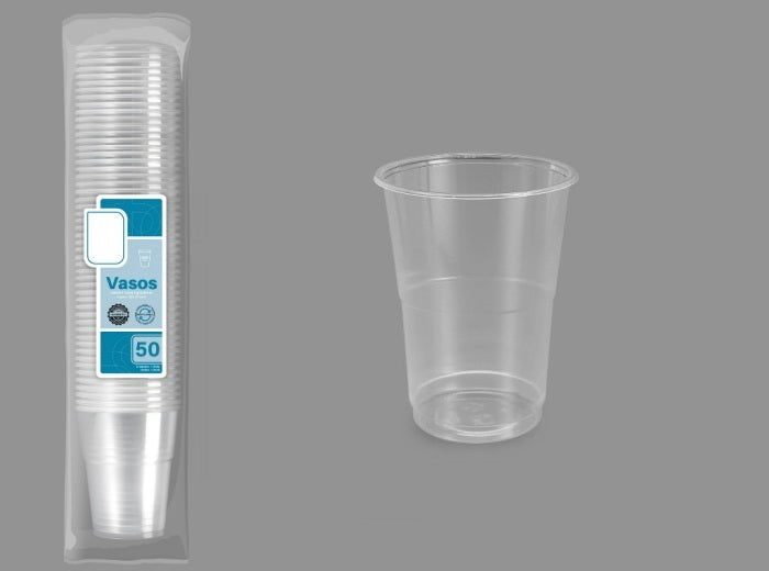lot de 50 gobelets réutilisables transparents 50cl
