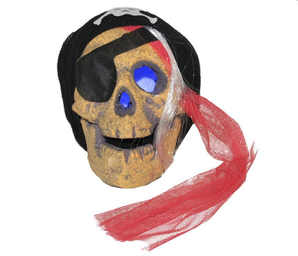 tête de squelette pirate lumineuse led 15cm