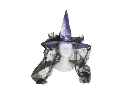 chapeau de sorcière violet et tulle noir