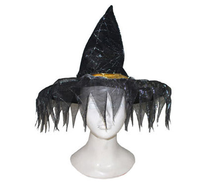 chapeau sorcière gris avec franges pointues