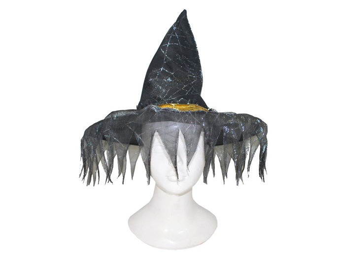 chapeau sorcière gris avec franges pointues