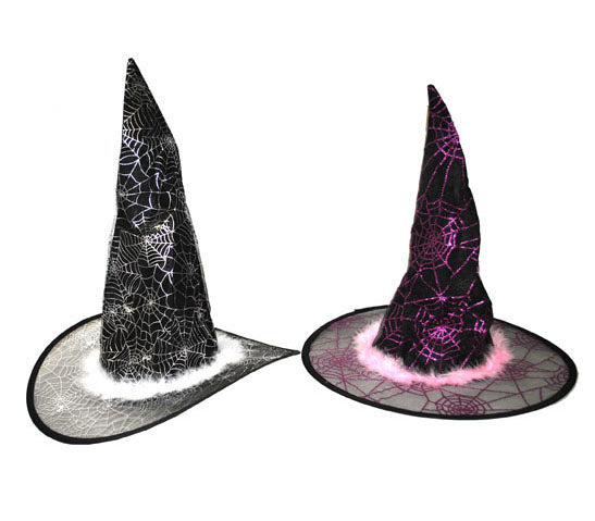 chapeau sorcière toile araignée et moumoutte blanc adulte