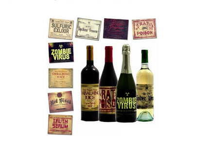 lot de 8 autocollants d''horreur pour bouteille