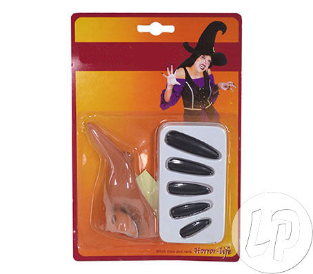 kit faux nez et faux ongles de sorcière