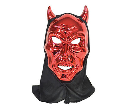 masque cagoule diable rouge métallisé