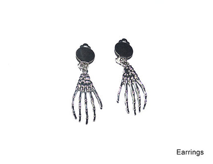 boucles d''oreilles mains squelettiques metal