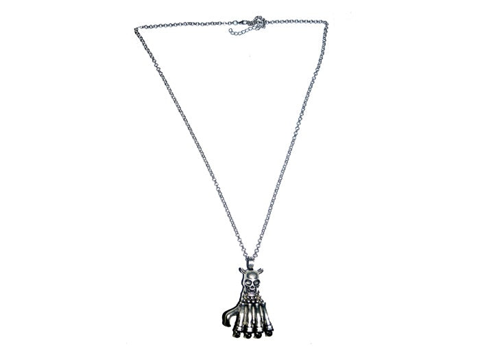 collier d''horreur main squelette metal