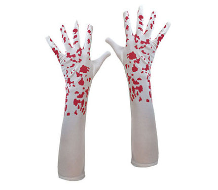 paire de gants blancs ensanglantés