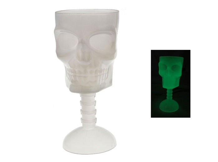 coupe sur pied motif crâne glow in the dark fluorescente 18.5cm