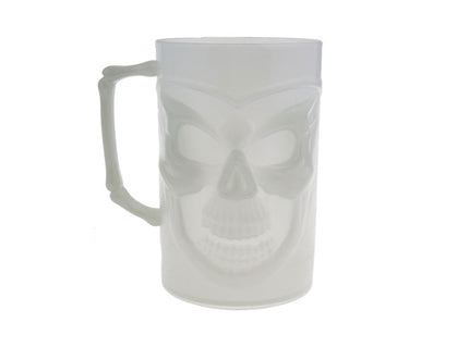 chope de bière motif crâne gid transparente fluorescente 14cm