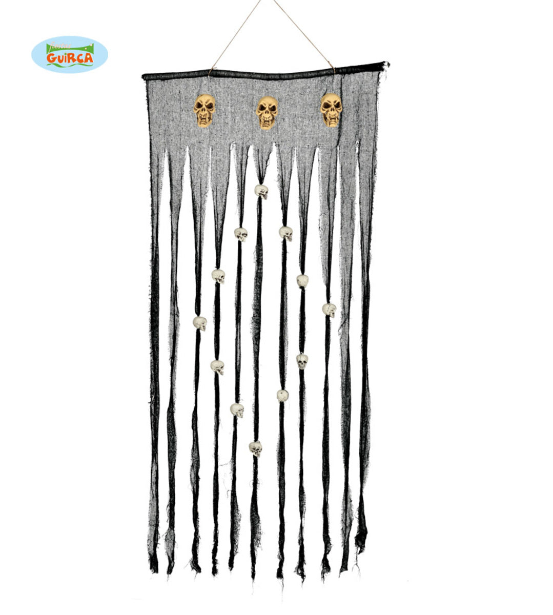 Rideau noir avec crânes