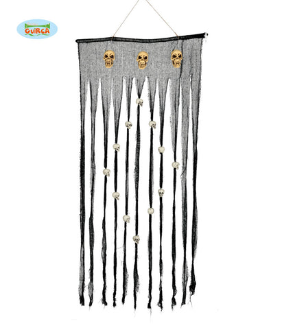 Rideau noir avec crânes