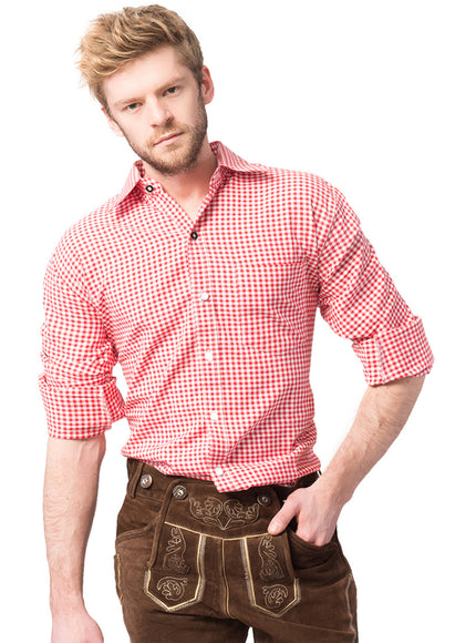 Chemise tyrolienne rouge homme
