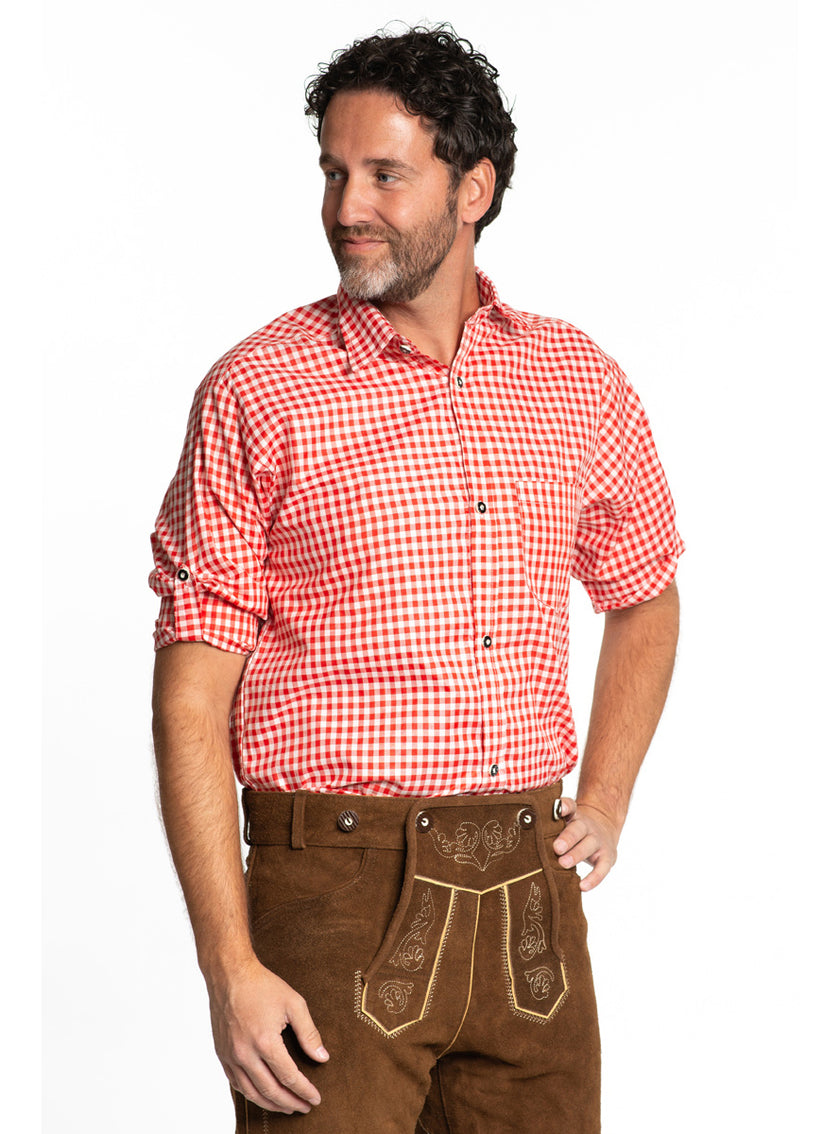 Chemise tyrolienne rouge homme