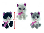 peluche chat assis avec ruban mix 20cm