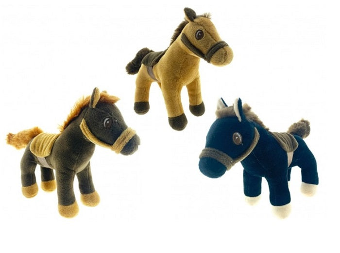 peluche cheval poney debout avec harnais mix 20cm