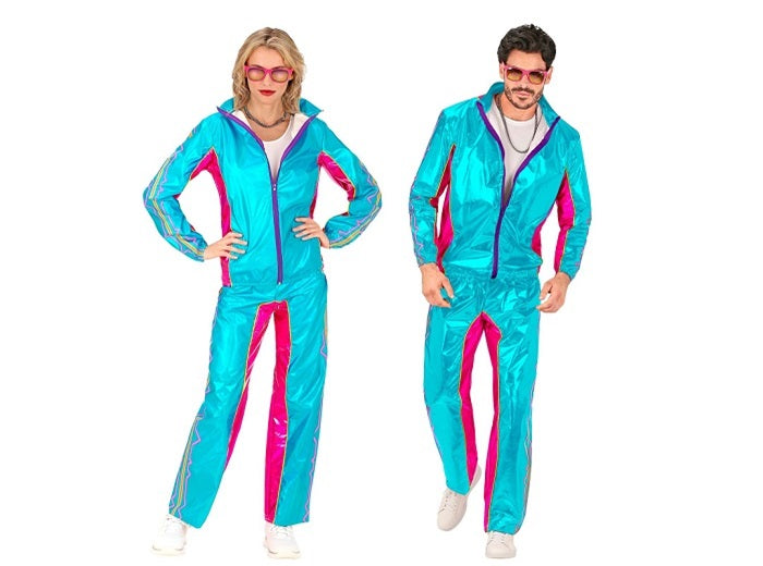 déguisement survêtement bleu métallisé flashy adulte taille l