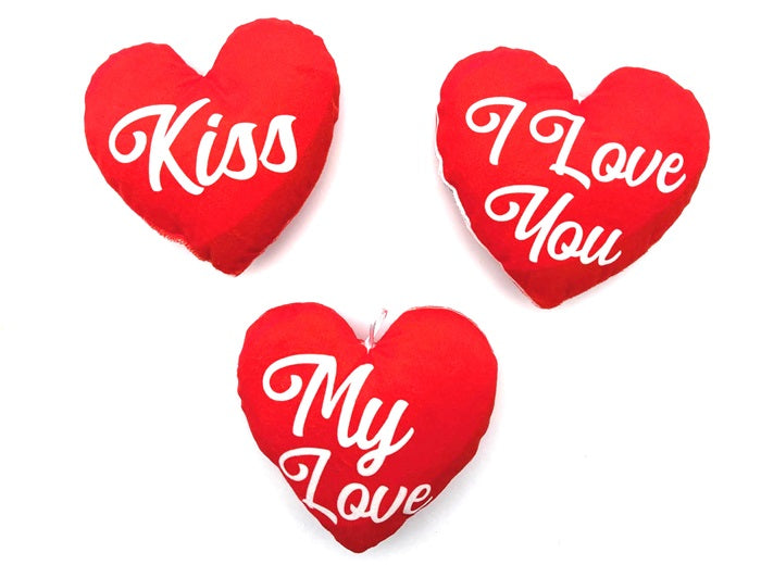 coeur en peluche saint valentin avec motifs mix 16cm