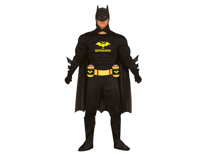 déguisement gag super héros barman noir 3pcs homme