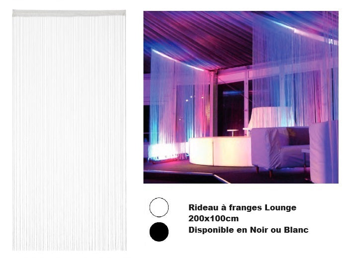 rideau de salon à franges lounge blanc 2x1m