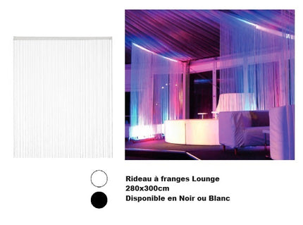 rideau de salon à franges lounge blanc 2.8x3m