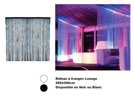 rideau de salon à franges lounge noir 2.8x3m