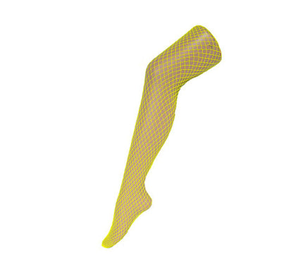 collant pour femme panty fluo néon à résilles jaune