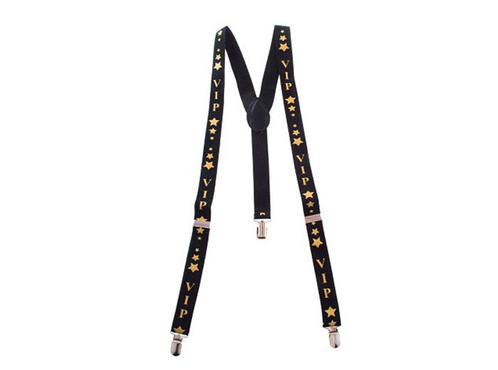 bretelles noir avec motifs vip or