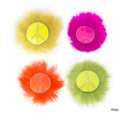 bague peace & love fluo avec fourrure mix
