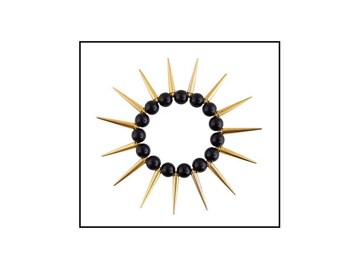 bracelet noir avec pointes or