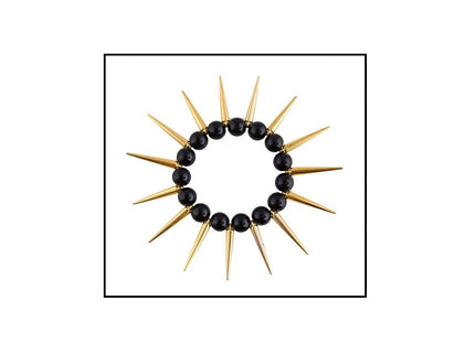 bracelet noir avec pointes or