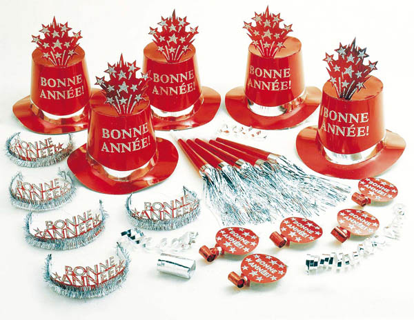 kit party bonne année rouge pour 10 personnes