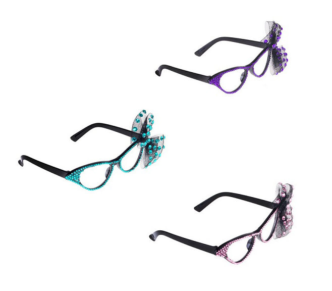 lunettes vintage avec strass et noeud papillon mix