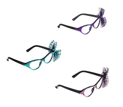lunettes vintage avec strass et noeud papillon mix