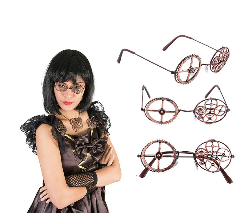 lunettes rondes steampunk engrenages avec strass