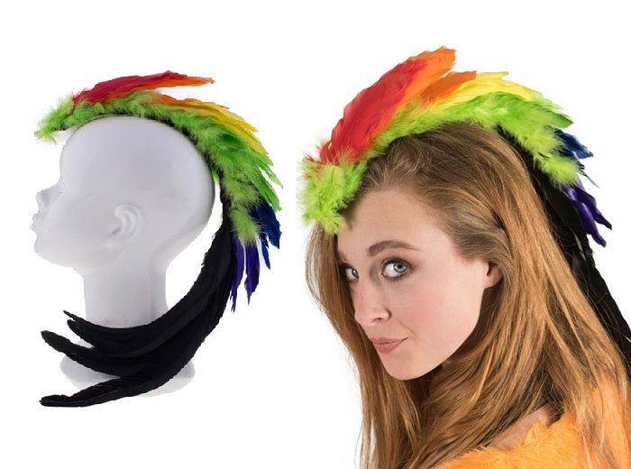 clip cheveux grandes plumes rainbow