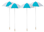 lot de 4 parapluies clown turquoise & blanc 1.05m