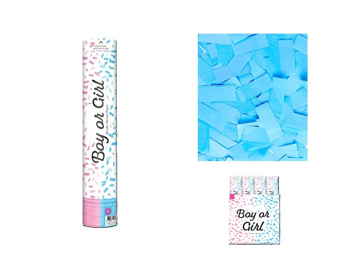 canon à confettis papier bleu boy éco 40cm