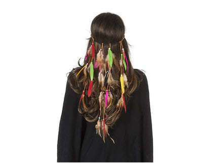 bandeau avec plumes multicolores luxe 50cm